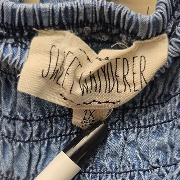 Sweet Wanderer Blue Smocked Tie Back Midi Dress - Picture 2 of 7